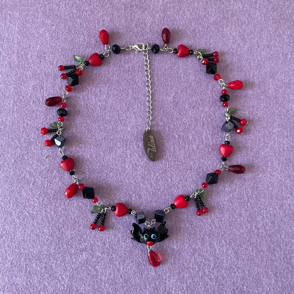 Bloody Cherry bat necklace