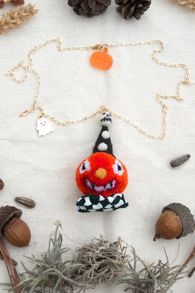 collar pompom calabaza payaso