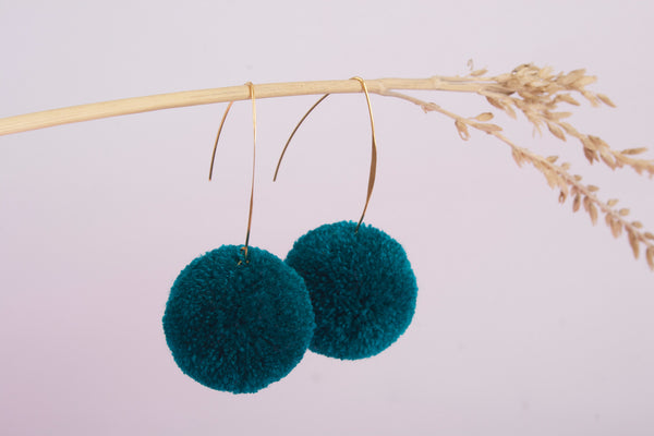 small single color pom pom earrings